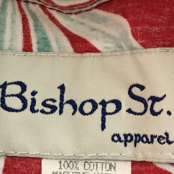 Bishop Street Hawaiian Shirt Men XL Red Flower 1/4 Button Up Pocket Pullover - Picture 3 of 11